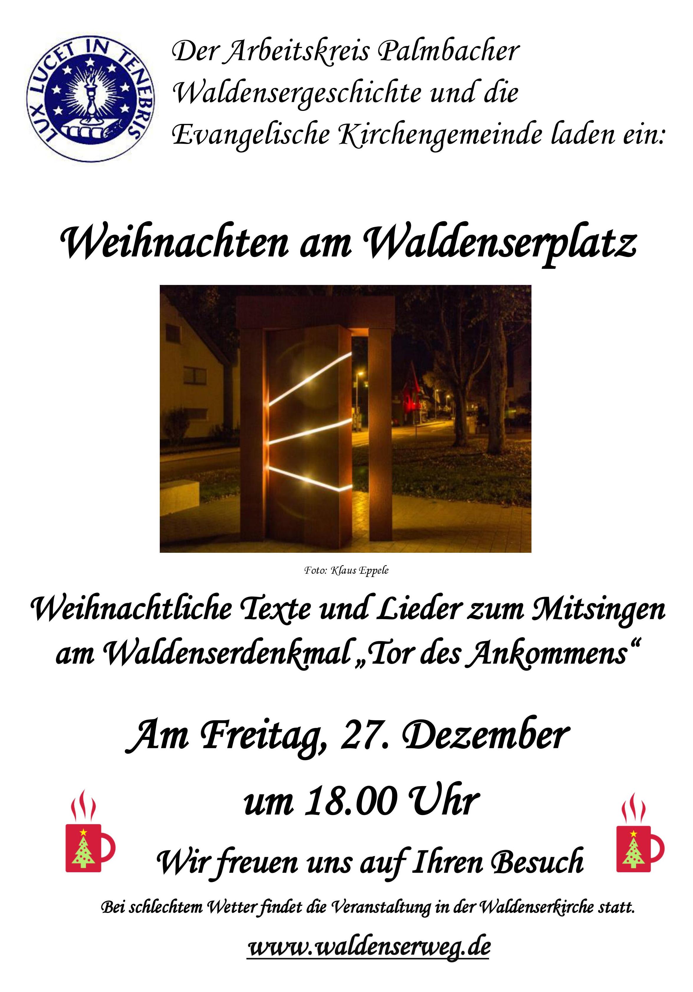 Weihnachtssingen am Waldenserplatz in KA-Palmbach